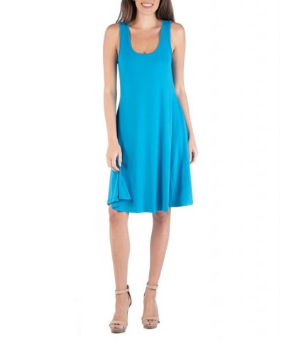Women's Sleeveless A-Line Fit and Flare Skater Dress Turq $28.60 Dresses