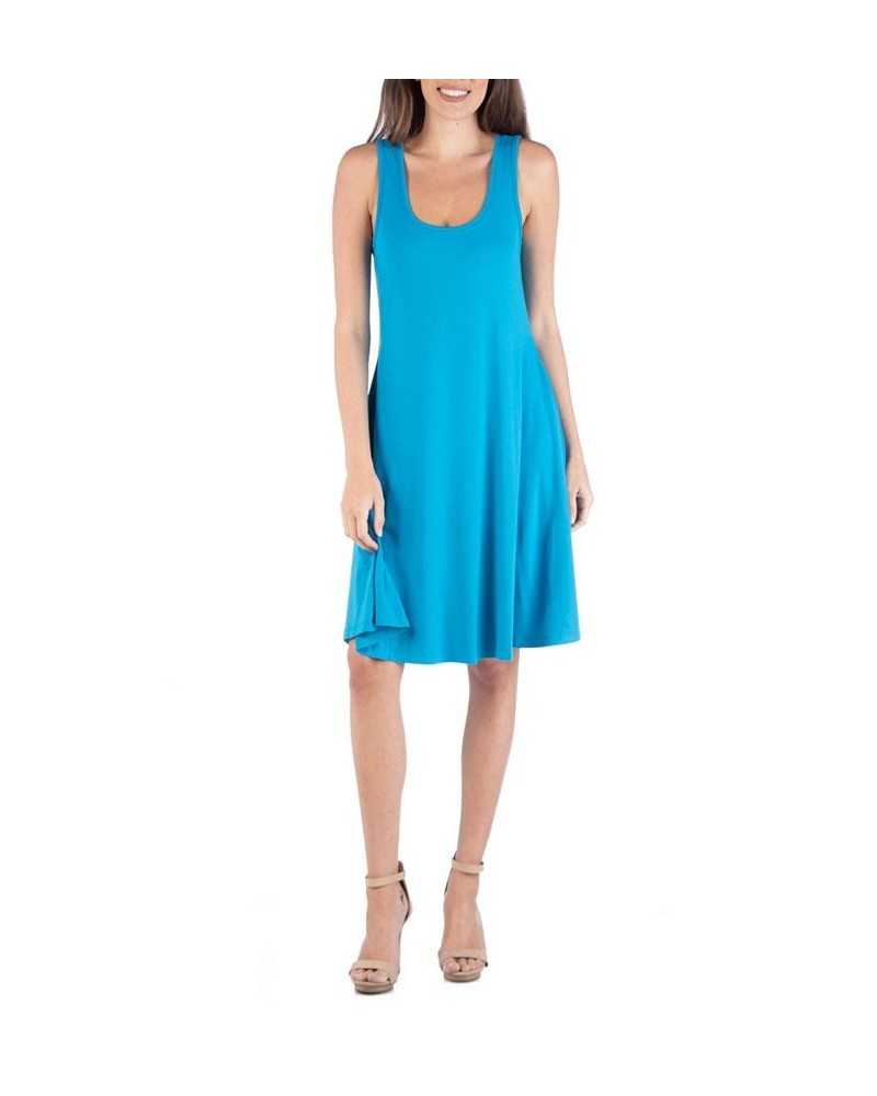 Women's Sleeveless A-Line Fit and Flare Skater Dress Turq $28.60 Dresses