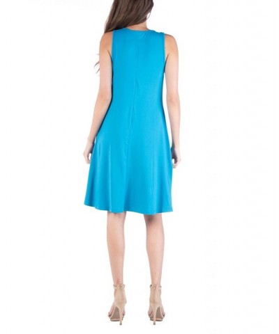 Women's Sleeveless A-Line Fit and Flare Skater Dress Turq $28.60 Dresses