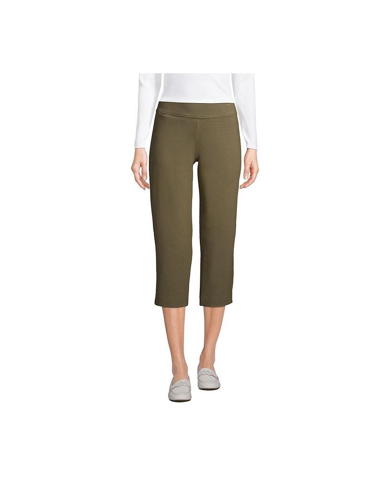 Women's Tall Starfish Mid Rise Elastic Waist Pull On Crop Pants Forest moss $34.42 Pants