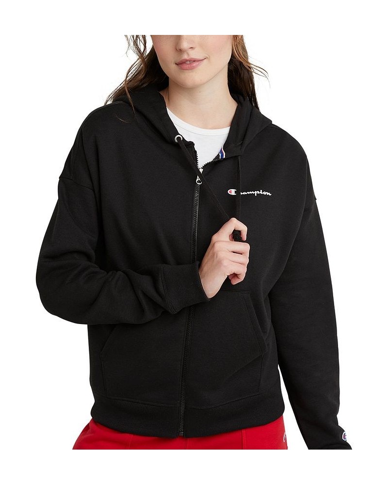 Women's Powerblend Fleece Full-Zip Hoodie Black $30.25 Sweatshirts