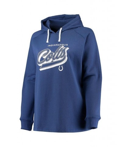 Women's Branded Royal Indianapolis Colts Plus Size First Contact Raglan Pullover Hoodie Royal $43.19 Sweatshirts