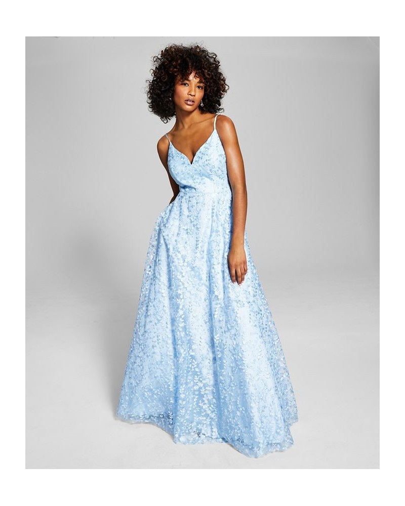 Juniors' Embellished Ballgown Blue $87.78 Dresses