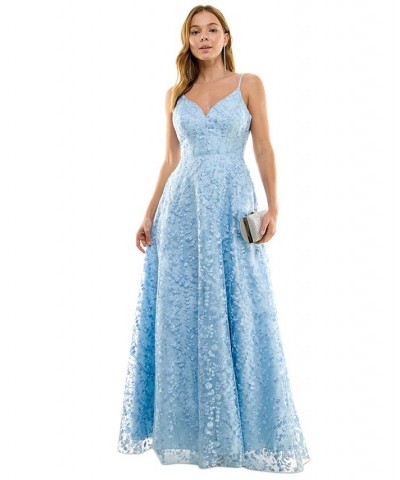 Juniors' Embellished Ballgown Blue $87.78 Dresses