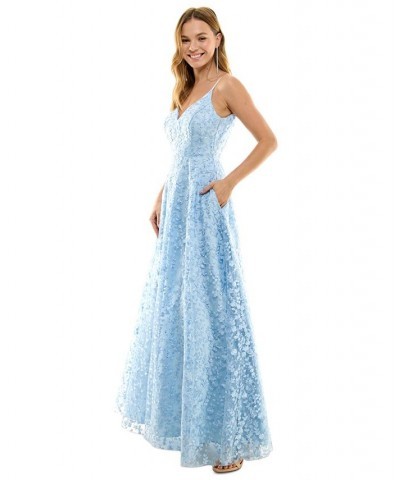 Juniors' Embellished Ballgown Blue $87.78 Dresses