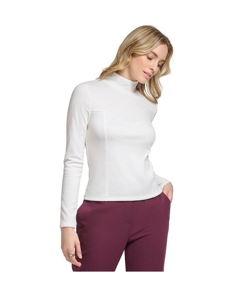 Women's Corset-Stitched Turtleneck Tan/Beige $34.87 Tops