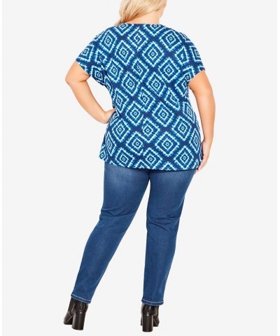 Plus Size Anya Tie Front Top Blue Diamond $27.54 Tops