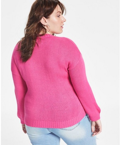 Plus Size Dropped-Shoulder Cloud Sweater Carmine Rose $13.58 Sweaters