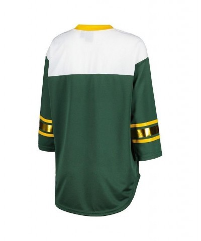 Women's Green White Green Bay Packers Double Team 3/4-Sleeve Lace-Up T-shirt Green, White $33.59 Tops