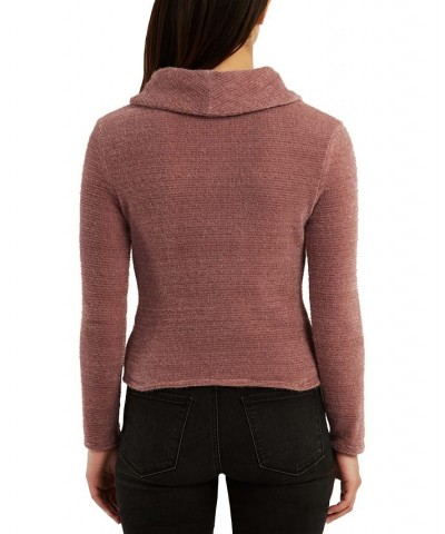 Juniors' Drawstring-Ruched Cowlneck Sweater Purple $10.98 Sweaters