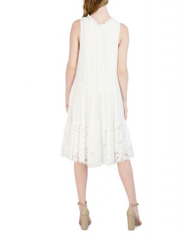 Petite Sleeveless Drop-Waist Lace-Hem Dress Ivory $48.95 Dresses