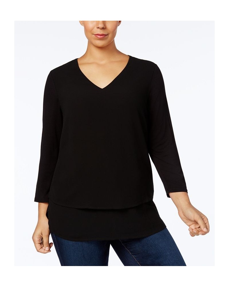 Plus Size Layered-Look Tunic Top Black $33.54 Tops