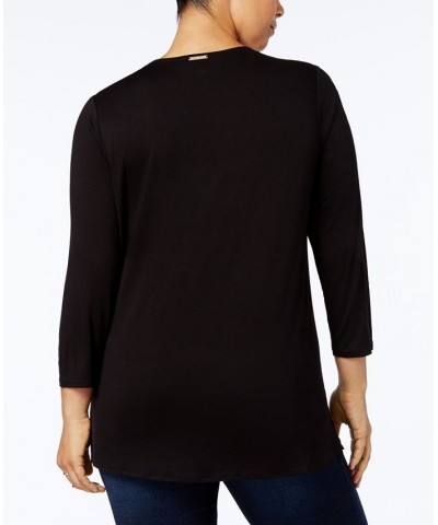 Plus Size Layered-Look Tunic Top Black $33.54 Tops