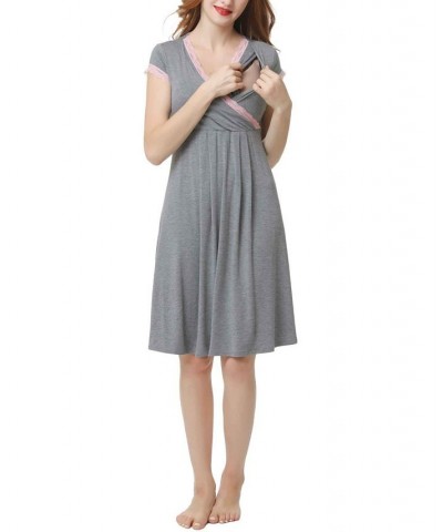 Kimi & Kai Jenny Maternity Nursing Night Gown Gray $26.46 Sleepwear