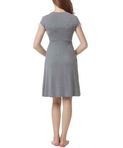 Kimi & Kai Jenny Maternity Nursing Night Gown Gray $26.46 Sleepwear