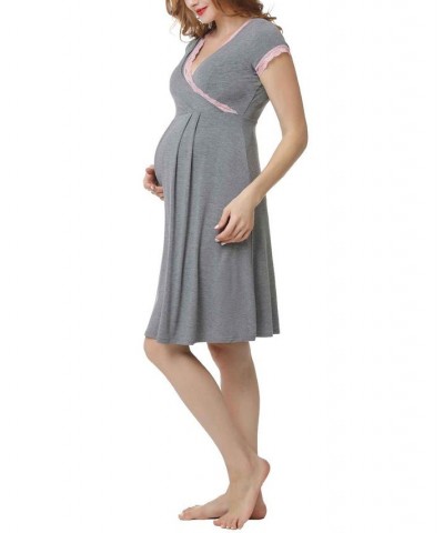 Kimi & Kai Jenny Maternity Nursing Night Gown Gray $26.46 Sleepwear