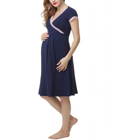 Kimi & Kai Jenny Maternity Nursing Night Gown Gray $26.46 Sleepwear