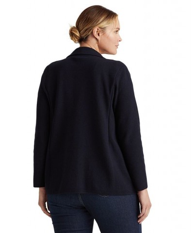 Plus Size Sweater Knit Blazer Blue $82.00 Sweaters