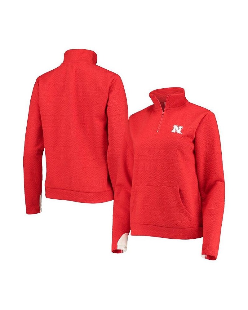 Women's Scarlet Nebraska Huskers Embossed Quarter-Zip Jacket Scarlet $27.95 Jackets