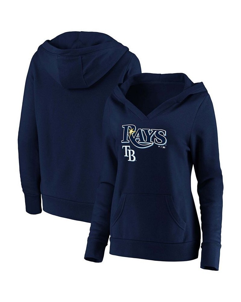 Plus Size Navy Tampa Bay Rays Core Team Lockup V-Neck Pullover Hoodie Navy $36.00 Sweatshirts