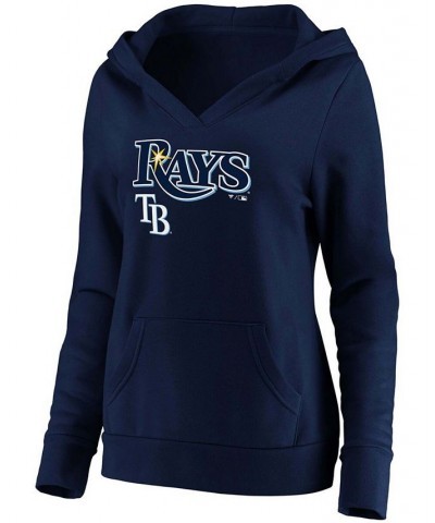 Plus Size Navy Tampa Bay Rays Core Team Lockup V-Neck Pullover Hoodie Navy $36.00 Sweatshirts