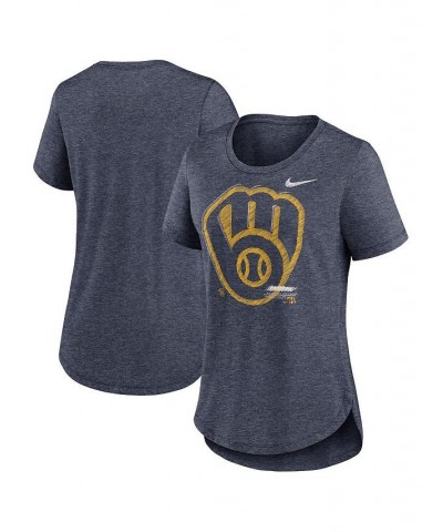 Women's Heather Navy Milwaukee Brewers Touch Tri-Blend T-shirt Heather Navy $20.70 Tops