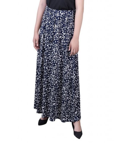 Petite Printed Belted Maxi Skirt Navy Geo Dot $18.24 Skirts