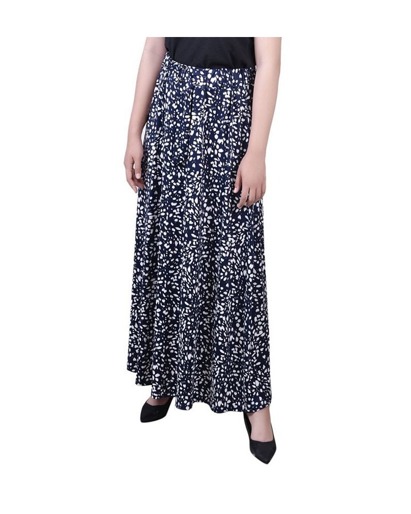 Petite Printed Belted Maxi Skirt Navy Geo Dot $18.24 Skirts