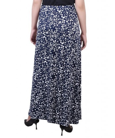 Petite Printed Belted Maxi Skirt Navy Geo Dot $18.24 Skirts