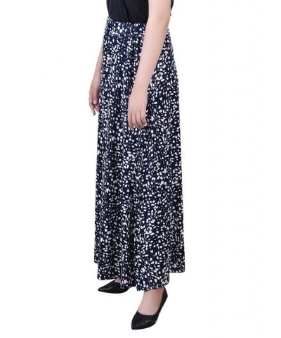 Petite Printed Belted Maxi Skirt Navy Geo Dot $18.24 Skirts