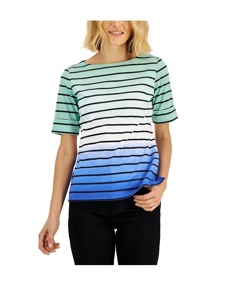 Women's Striped Ombré Short-Sleeve Top Purple $10.21 Tops