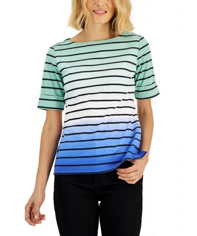 Women's Striped Ombré Short-Sleeve Top Purple $10.21 Tops