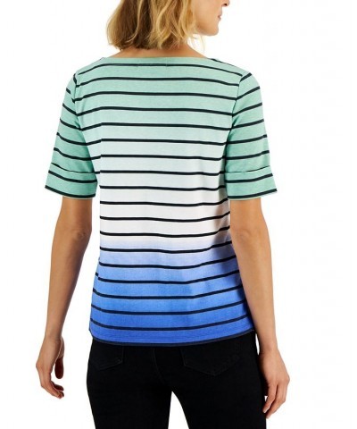 Women's Striped Ombré Short-Sleeve Top Purple $10.21 Tops