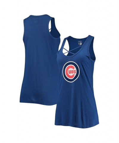 Women's Royal Chicago Cubs Front Strap Tank Top Royal $25.79 Tops