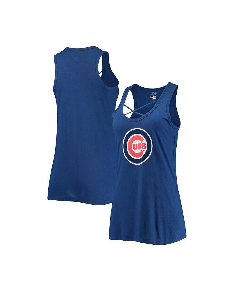 Women's Royal Chicago Cubs Front Strap Tank Top Royal $25.79 Tops