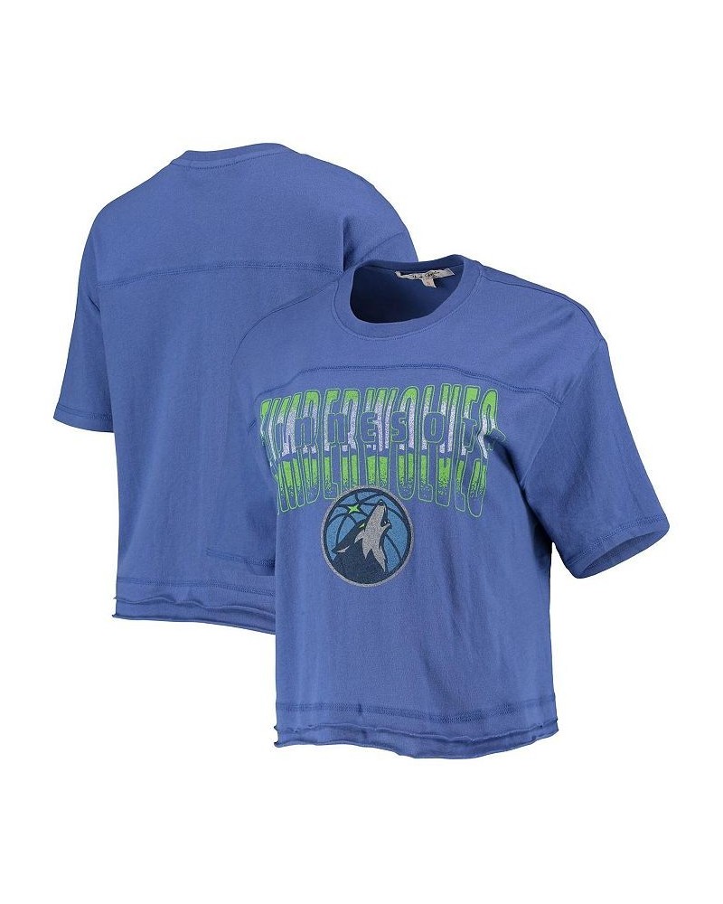 Women's Blue Minnesota Timberwolves Gradient Crop Top Blue $24.29 Tops