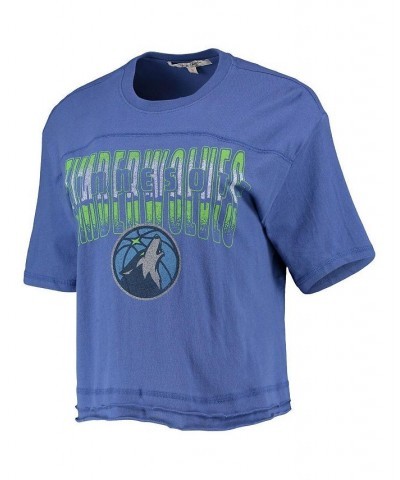 Women's Blue Minnesota Timberwolves Gradient Crop Top Blue $24.29 Tops