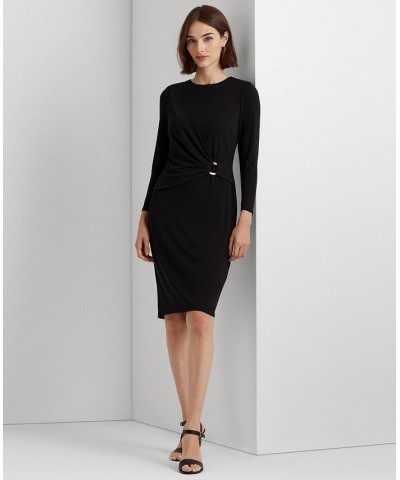 Women's Jersey Three-Quarter-Sleeve Dress Black $39.60 Dresses