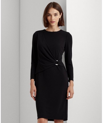 Women's Jersey Three-Quarter-Sleeve Dress Black $39.60 Dresses