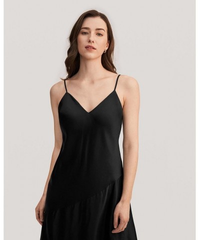 Ocimum Asymmetric Silk Cami Dress for Women Black $64.79 Dresses