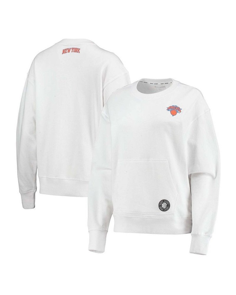 Women's White New York Knicks Camila Crew Pullover Sweatshirt White $38.68 Sweatshirts