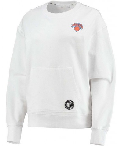 Women's White New York Knicks Camila Crew Pullover Sweatshirt White $38.68 Sweatshirts