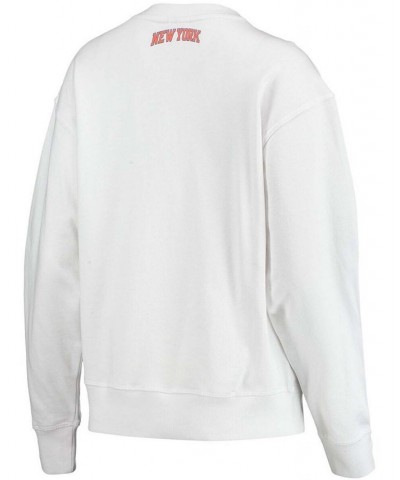 Women's White New York Knicks Camila Crew Pullover Sweatshirt White $38.68 Sweatshirts