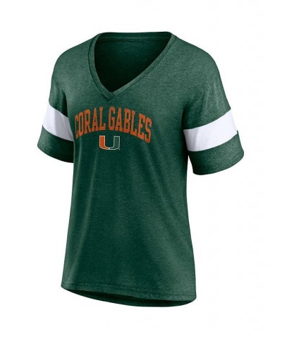 Women's Branded Heathered Green Miami Hurricanes Arched City Sleeve-Striped Tri-Blend V-Neck T-shirt Heathered Green $21.83 Tops