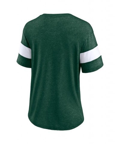 Women's Branded Heathered Green Miami Hurricanes Arched City Sleeve-Striped Tri-Blend V-Neck T-shirt Heathered Green $21.83 Tops