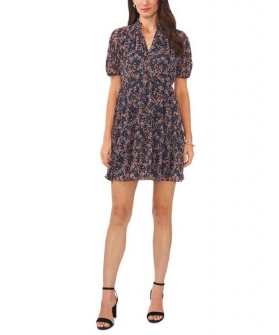 Petite Floral-Print Short-Sleeve Babydoll Dress Navy Multi $41.87 Dresses