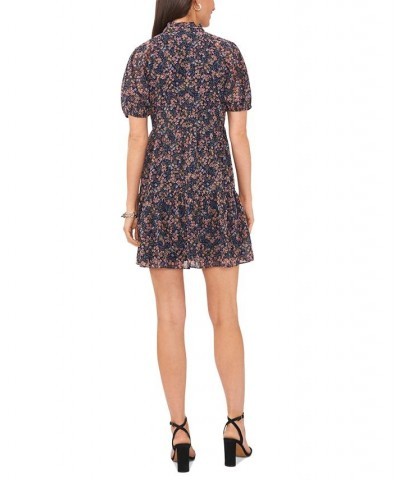 Petite Floral-Print Short-Sleeve Babydoll Dress Navy Multi $41.87 Dresses