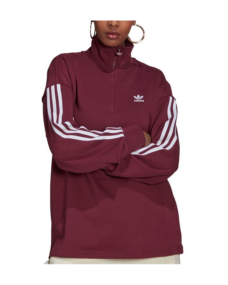 Women's Cotton 3-Stripes Sweatshirt Victory Crimson $32.00 Sweatshirts