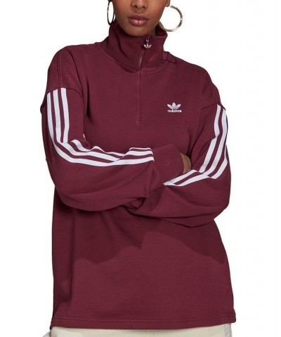 Women's Cotton 3-Stripes Sweatshirt Victory Crimson $32.00 Sweatshirts