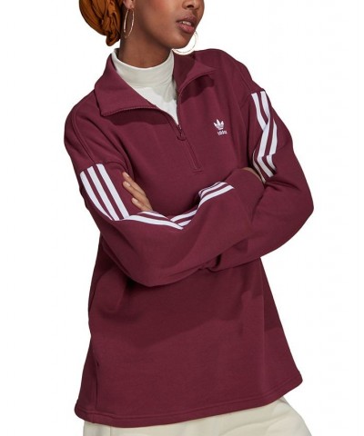 Women's Cotton 3-Stripes Sweatshirt Victory Crimson $32.00 Sweatshirts